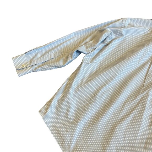 Brooks Brothers Classic Blue White Stripe Button-Down Dress Shirt Size 17.5 36 - Picture 10 of 12